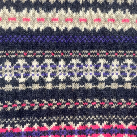 J.Crew Sweater Women's Sz L Blue Fair Isle Wool Turtleneck Nordic Cabincore Roll - Picture 10 of 13